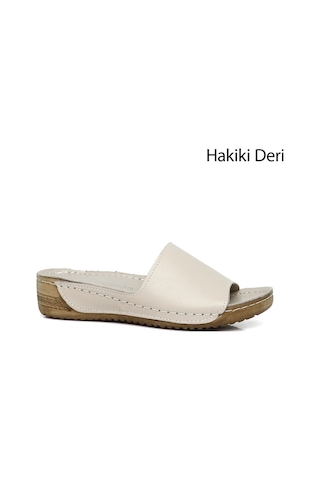 Gönderi R Kadın Krem Dolgu Taban Hakiki Deri Terlik Dyza69842285 Krem