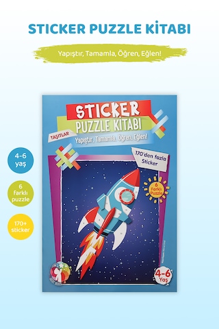 Mert Bebek Sticker Puzzle Kitabı Taşıtlar 4-6 Yaş 170+ Sticker Eğitici Aktivite Kitabı