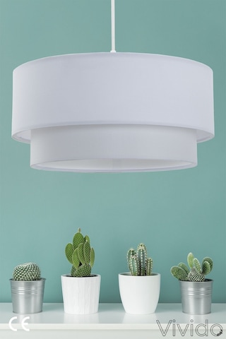 Avize, Kumaş 2 Katlı Beyaz Pasta Avize Beyaz