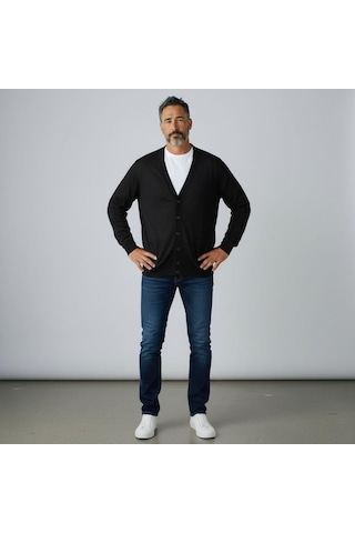 Eren Style V Yaka Cepli Hırka Siyah