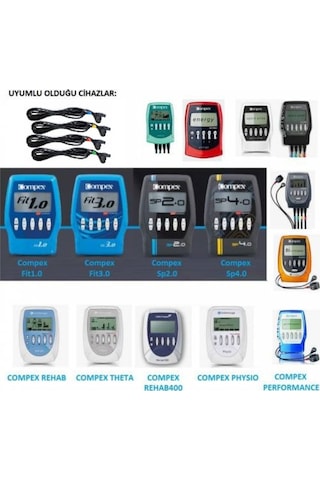 4 Adet Compex Çıtçıtlı Kablo. 2 Paket Çıtçıtlı Elektrot