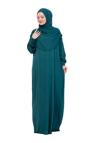 Modish Group Tek Parça Namaz Elbisesi Seti, Viskon Yumuşak Tesettür Abaya, Rahat Hazır Şal Başörtüsü Takım Zümrüt