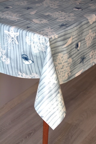 Elyaf Silinebilir Pvc Muşamba Masa Örtüsü 1227-2denizkabuk Mavi