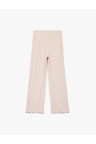 Koton Rahat Kesim Ribanalı Yüksek Bel Pamuklu Pijama Altı Pembe 6slk40033mk