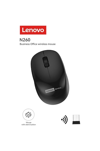 N260 Sessiz Kablosuz Mouse Siyah Usb Alıcılı Pil Dahil 870042253