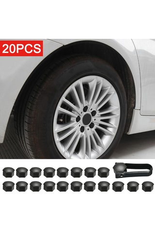 Kangvka Tesla Model 3 Jant Somunu Kapağı, 20 Adet Sert Plastik, Siyah, Uçaklı Aracı Dahil, Dayanıklı, Kırılmaz, Kaymaz, Araç Özelleştirme Parçası
