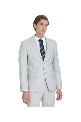Hatemoğlu Gri Slim Fit Mono Yaka Keten Takım Elbise 36332 Gri