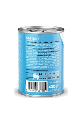 Bestpet Parça Etli Kuzu Etli Yavru Köpek Konservesi 12 Adet 400 Gr 243-20018.03
