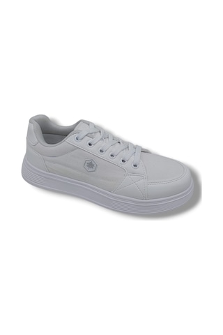 Zerhan Axıon 011 Unisex Beyaz Bağcıklı Şık Keten Spor Ayakkabı Beyaz