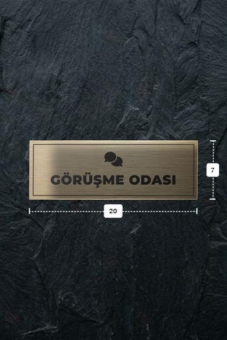 Görüşme Odası Yazılı - Metal - Gold Renk - Kapı İsimliği - 20x7 Cm