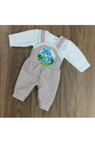 Egişbaby Kız - Erkek Bebek Tavşan Baskılı Salopet Takım Çok Renkli
