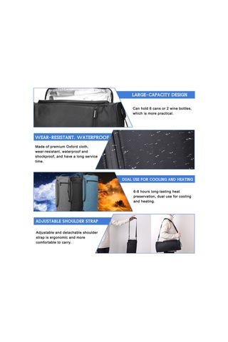 Symbee Golf Taşınabilir Soğutma Çantası, İki Yönlü Isı Sağlama, Piknik Kamp İçin, Gri Renk, Oxford Kumaş + Aluminyum Folyo Gri