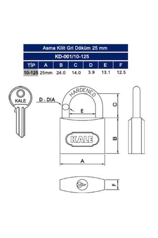 Kale Asma Kilit 25mm 6 Lı Paket