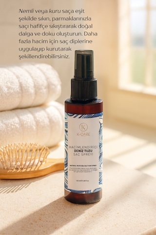 K K-care Cosmetics Doğal Dalga Sağlayan ve Hacim Veren Deniz Tuzu Saç Spreyi 100 ML﻿﻿