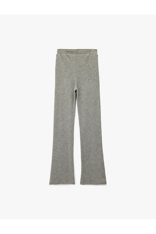 Koton Beli Lastikli Düz Bol Paça Dokulu Pantolon Gri Melanj 6wak40006ek Gri Melanj