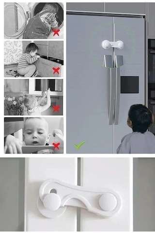 Bebek Çocuk Güvenliği Çekmece Ve Dolap İçin Kendiliğinde Yapışkanlı Vidasız Kapak Kilidi Crchmgo Çok Renkli