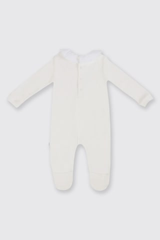 Panço Yenidoğan Yaka Detaylı Ekru Patikli Tulum Krem 2421GN30004