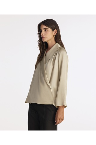 Yargıcı Geniş Şal Yaka Uzun Kol Gömlek 25kkgm6051p 002 Beyaz