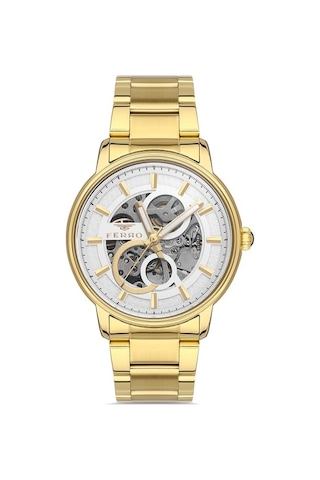 Ferro F31399a-b Otomatik Çelik Altın Rengi 44 Mm Erkek Kol Saati