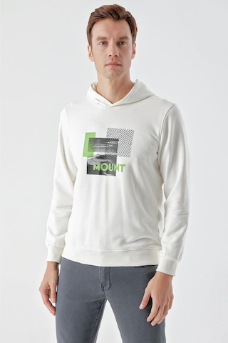 Slimfit Kapşonlu Önü Baskılı 2 İplik Erkek Sweatshirt 001