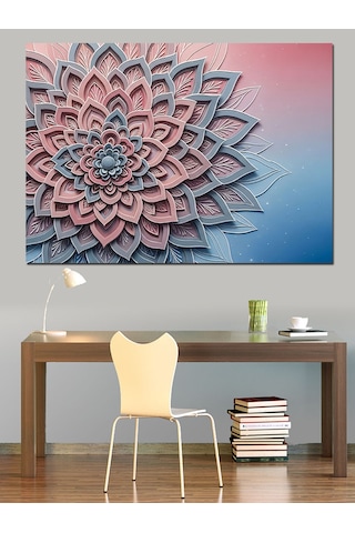 Pembe Örgü Mandala Deseni Dekoratif Kanvas - Mdf Ahşap Tablo