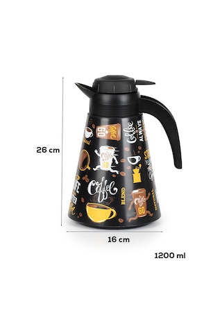 Porsima 161704-006 Desenli 1,2l Konik Termos Sıcak Ve Soğuk İçecek Saklama Termosu Siyah
