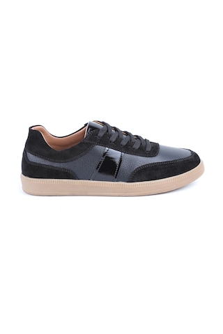 Libero L081.804 Hakiki Deri Süet Detaylı Bal Rengi Termo Taban Kadın Retro Sneaker Ayakkabı Siyah