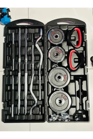 Hepitop Çantalı Döküm Demir Plaka Dambıl Seti 55 Kg Siyah Dumbbell Set Z