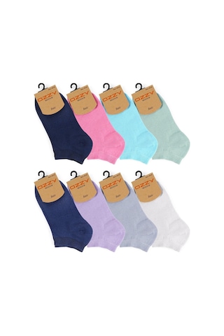 Ozzy Socks 8 Çift Ekonomik Pamuklu Renkli Kadın Patik Çorap Çok Renkli