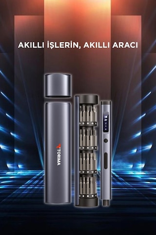 Torima Tts-03 60 Parça Şarjlı Hassas Tornavida Seti Led Işıklı, Mıknatıslı Alüminyum Kasa, Type-c