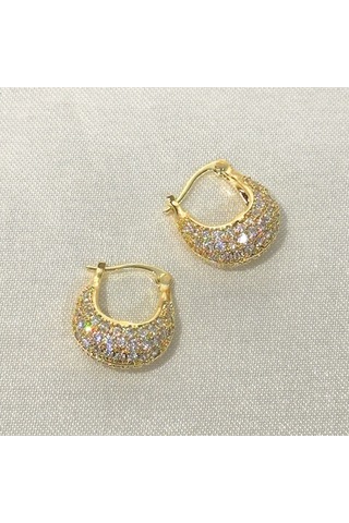 Vıp Zirkon Gold Küpe Gold