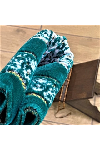 Kadife Çocuk Seccadesi - Yeşil 38x80 Cm - 180 Gr - Tesbih Hediyeli Çok Renkli