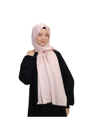 Çift Taraflı Düz Jakar Şal Parlak & Mat Dokulu, Özel Gün Şalı, Düz Renk Açık Pembe