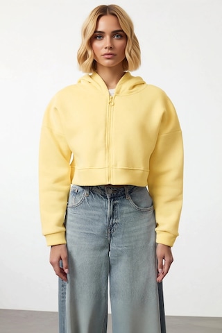 Benerly Kadın Kapüşonlu Fermuarlı Düşük Kol Örme Sweatshirt Fonksiyonel D Açık Sarı