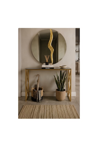 Familieconcept Melisa Serisi Luminous Aynalı Dresuar Takımı - Gold Boyalı, 4mm Temperli Füme Camlı 100x30x80 Cm Altın