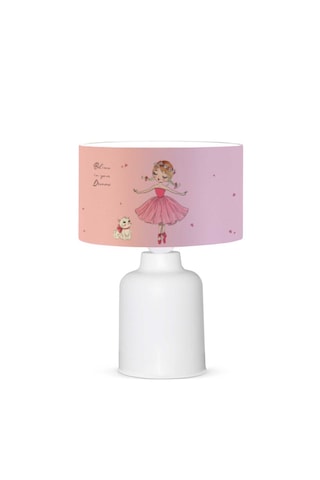 Homing Kumaş Baskılı Kız Çocuk Odası Abajur Ayd-3047 Pembe