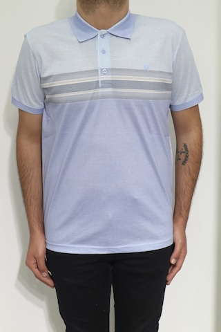 Santa Dmctekstil Erkek Dijital Baskı Desenli Klasik Kesim Rahat Kalıp Cepsiz Polo Yaka T-shirt Mavi