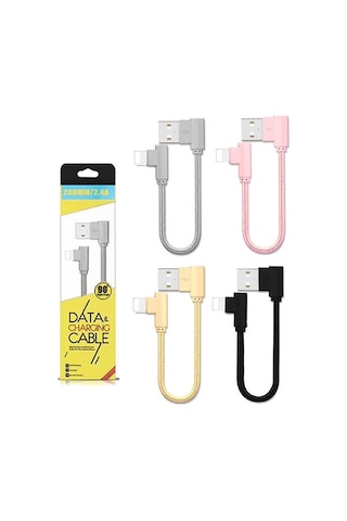 Ally Apple iPhone Uyumlu Lightning Eğik Başlı Halat Usb Kablo 20Cm (258798079)