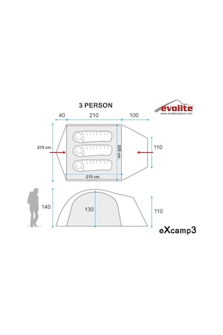 Evolite Excamp 3 Pro Çadır - 4 Mevsim Gri