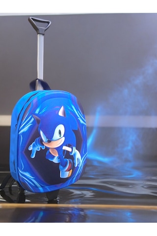 Sonic Anaokulu Kreş Çocuk Valiz Sırt Çantası Çekçekli Sonic Teker