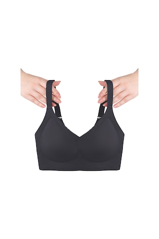 Balensiz Lazer Dikişsiz Görünmez Çıkarılabilir Pedli Toparlayıcı Sütyen Siyah