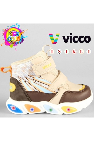Vicco David Phylon Kauçuk Taban Ortopedik Işıklı Çocuk Bot Bej