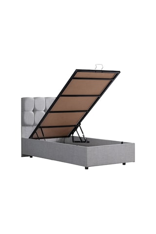 Setaymobilya Baza, Berlin Tek Kişilik Baza + Başlık Seti, Açık Gri