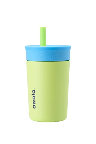 Owala 12 Oz 355 Ml Kids Pipetli Çift Katmanlı Paslanmaz Çelik Termos Sızdırmaz Kapak Açık Yeşil