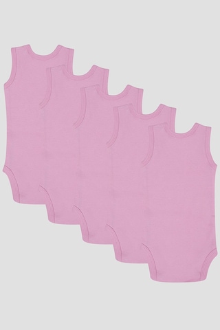 Arma Yıldız %100 Organik Pamuklu Pembe Bebek Atlet Çıtçıtlı Zıbın Body 5'li Paket Pembe