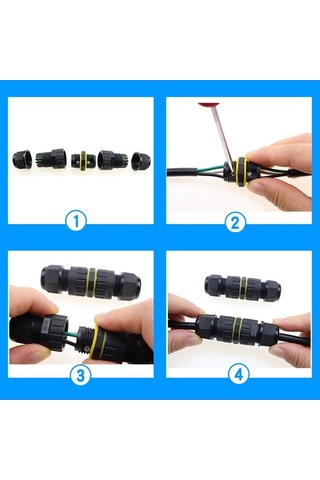Besthome1 Ip68 Su Geçirmez Kablolu Bağlantı Cihazı, Dış Mekan Kablosu Bağlayıcı, 9-12mm Çap, 3pin, 24a, -40 C/+105 C, Pa66+bron