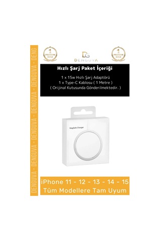 Şarjadaptörü 15w Hızlı Şarj Adaptörü Magsafe Mıknatıslı Typec Beyaz Wireless Charger Adaptör