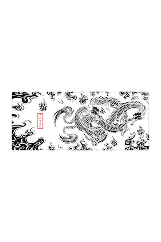 Porge Gaming Mouse Pad 70x30, 90x40 Mouse Pad Xxl Büyük Dikişli Oyuncu Mouse Pad Speed Mousepad White Dragon, 80x30