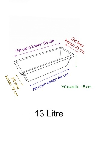 Metal Dikdörtgen Balkon Saksılığı - 53 Cm Paslanmaz Galvaniz Dekoratif Yatay Çiçeklik Antrasit