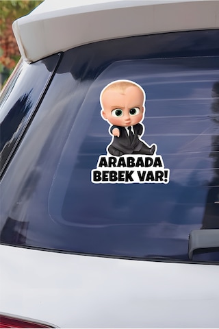 Patron Bebek Arabada Bebek Var Sticker 15x20 Cm Su Geçirmez Yüksek Çözünürlüklü Araba Sticker